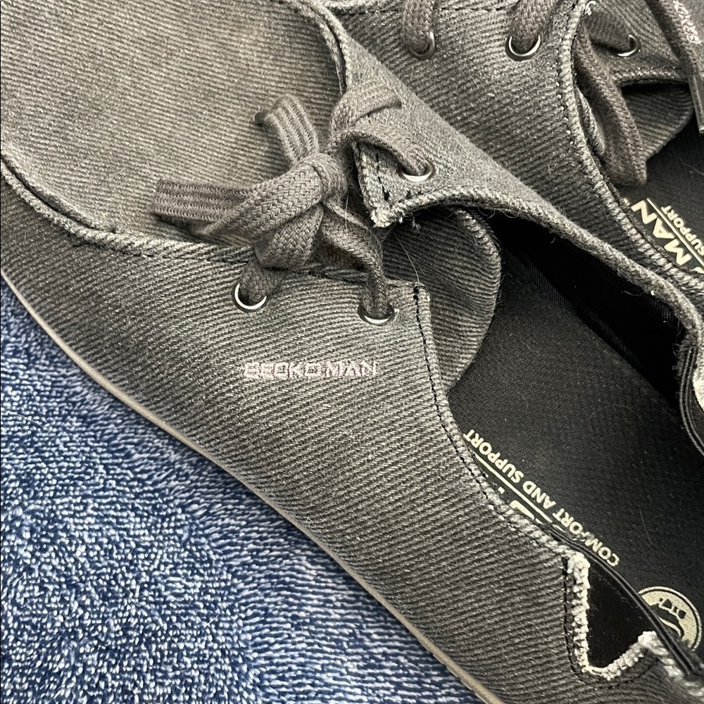 Gecko Man Walk Hero Arch Support Navy Canvas Slip On Boat Loafers Size 10 - Picture 10 of 10